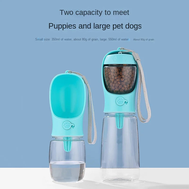 Portable Pet Water Bottle with Food Dispenser